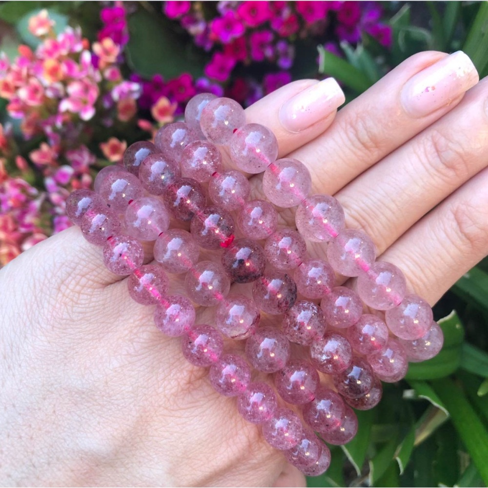 Strawberry Quartz Pink Crystal Bracelet